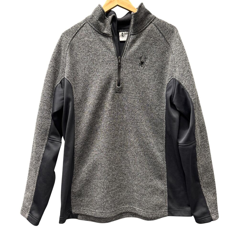 Spyder Outbound Jacket Mens XXL 1/2 Zip Fleece Lined Pullover Gray Black